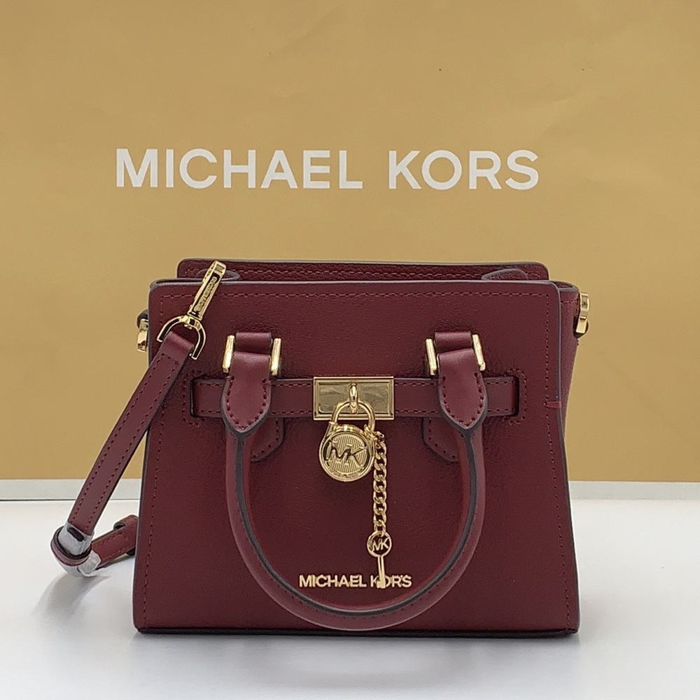 MICHAEL KORS HAMILTON XSMALL SATCHEL CROSSBODY DARK CHERRY COLOR - Picture 7 of 16